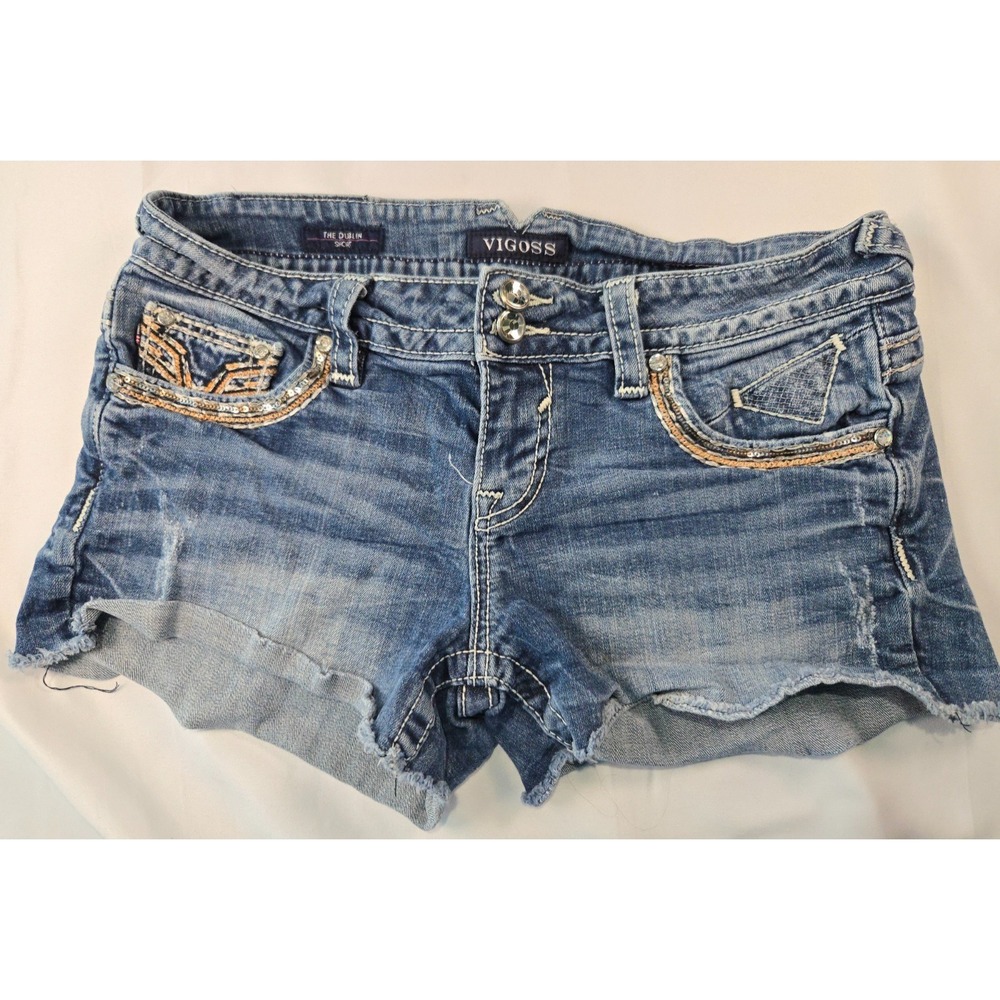 Vigoss The Dublin Short 7/8 Cotton Blend Y2K McBling Festival Sequin Denim